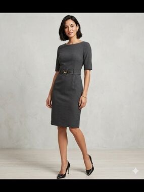 Banana Republic Dark Charcoal Sheath Dress with Decorative Buckle